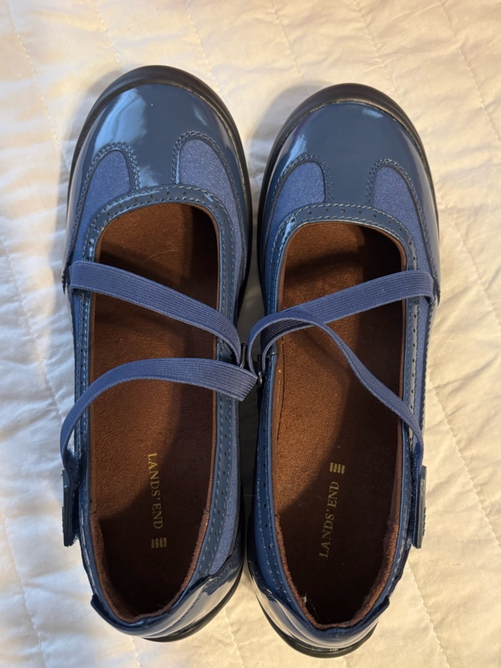 Lands End Mary Jane Blue Comfort Dress Shoe Size 6B‎ New!